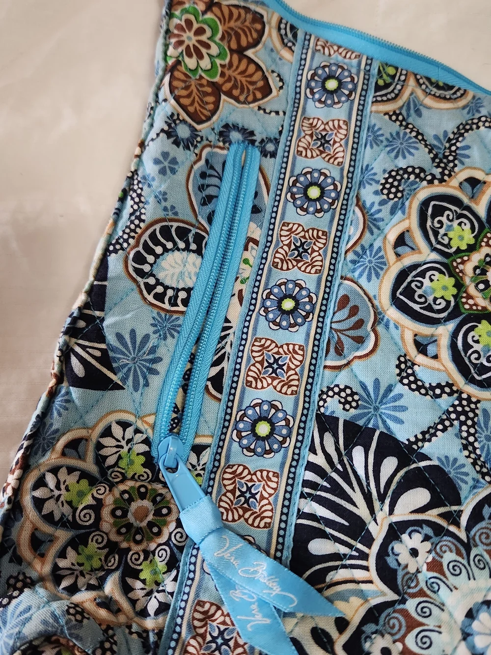 Vera Bradley Light Blue Floral Quilted Shoulder Bag